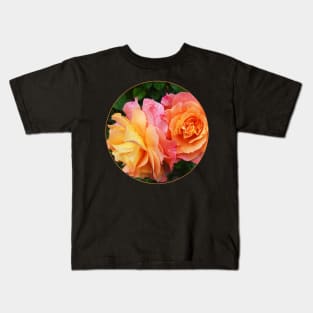 Pink Roses In A Transparent Circle Kids T-Shirt